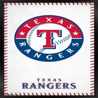 Тексас Рейнджърс - Плакат за стена с лого с бутални щифтове, 14.725 22.375