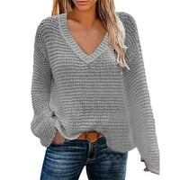 Горещ пуловер за жени пуловер жени дребни пуловери чист цвят без презрамки v Врат пуловер Модна личност пуловер Жени Врат пуловер