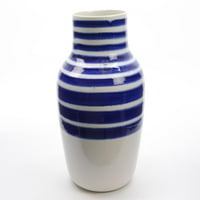 14 морски съкровища декоративна бяла ваза с истински сини ивици
