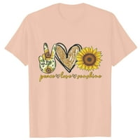 Дамски мир любов слънчева риза ежедневни цветни слънчогледов щампа с къси ръкави ризи лятна мода разхлабени тениски