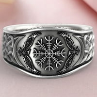 Най -великата бреза широк сребърен цвят мъже пръстен сплав орел компас резбован пръстен бижу Аксесоари сплав сребро сребро