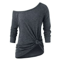 Дамски летни върхове Тенденция плюс размер дантела с дълъг ръкав Две блуза пуловер с една рамо