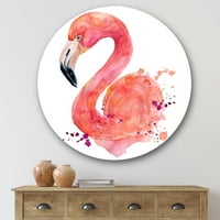 Дизайнарт Абстрактен портрет на розово фламинго и ферма кръг метал Арт-диск на 36