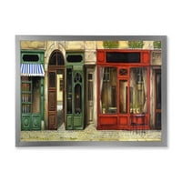 Червена фасада на очарователен магазин в Париж улица рамкирани живопис платно Арт печат
