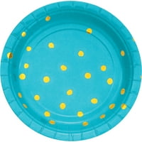 Бермудските сини и златни кръгли фолио точкови десертни плочи се броят за гости