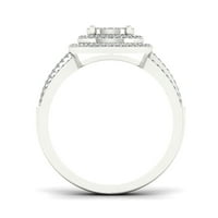 1 3к ТДВ диамант 10к Бяло Злато клъстер годежен пръстен