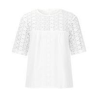 До 50% отстъпка от модата солидна елегантна блуза за плетене на плетене на една кука куха ризи с къс ръкав за жени върхове ежедневни