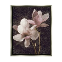 Розово Реколта Шарени Орхидея Ботанически И Флорални Графични Изкуства Блясък Сива Рамка Изкуство Печат Стена Изкуство