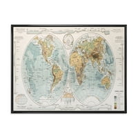 Дизайнарт' карта на древния свят ' Рустик в рамка платно за стена арт принт