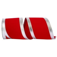 Хартиено кадифе Коледна червена полиестерна лента, 10д 4ин, 1 пакет