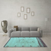 Ahgly Company Indoor Rectangle Твърдо светло синьо модерни килими, 3 '5'